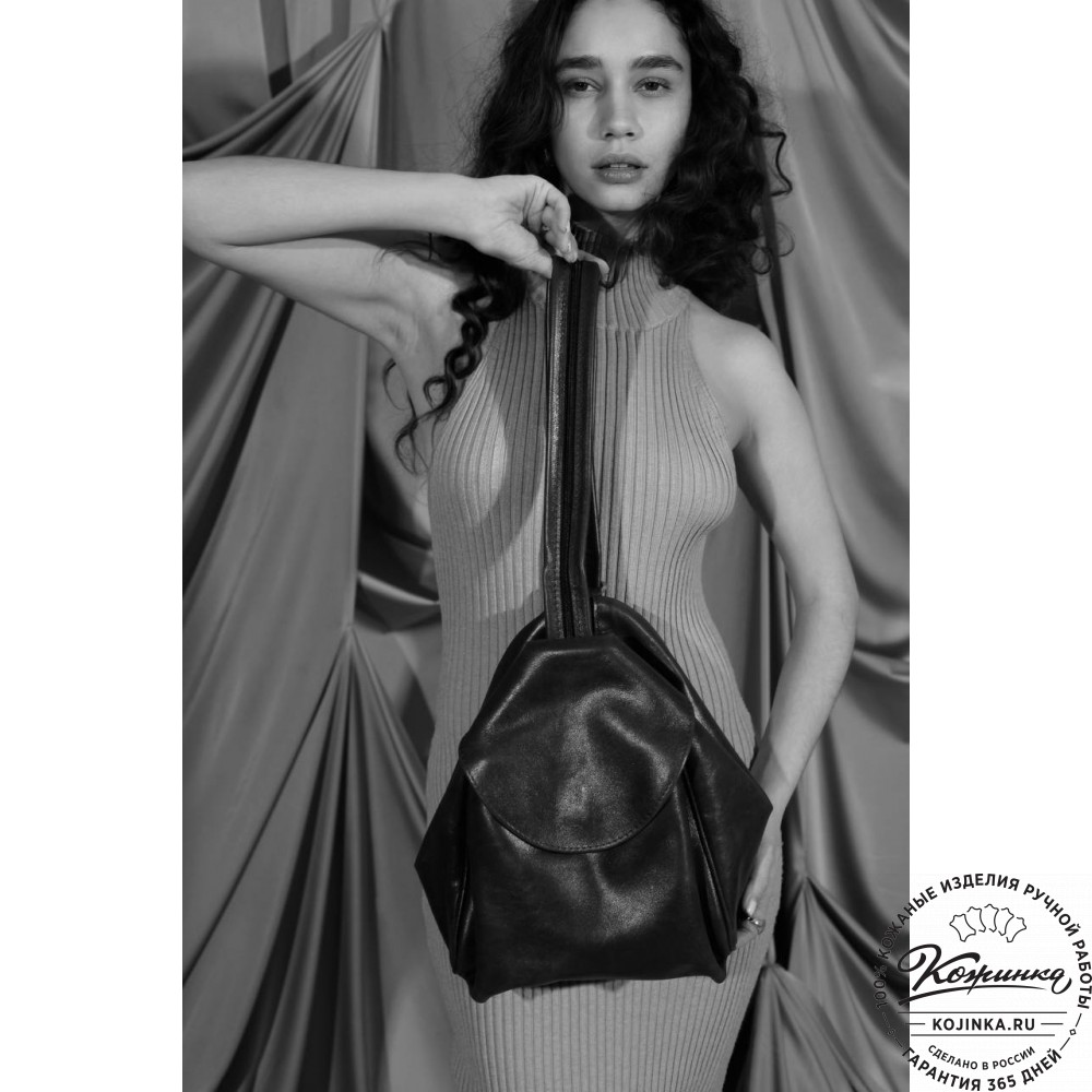 Кожаный рюкзак-сумка "Микки" (тёмно-коричневый)